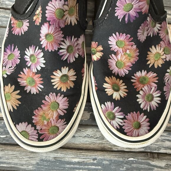Vans Asher Dark Floral Womens Shoes Size 7.5 Slip-On Black Pink Skate - Picture 10 of 10